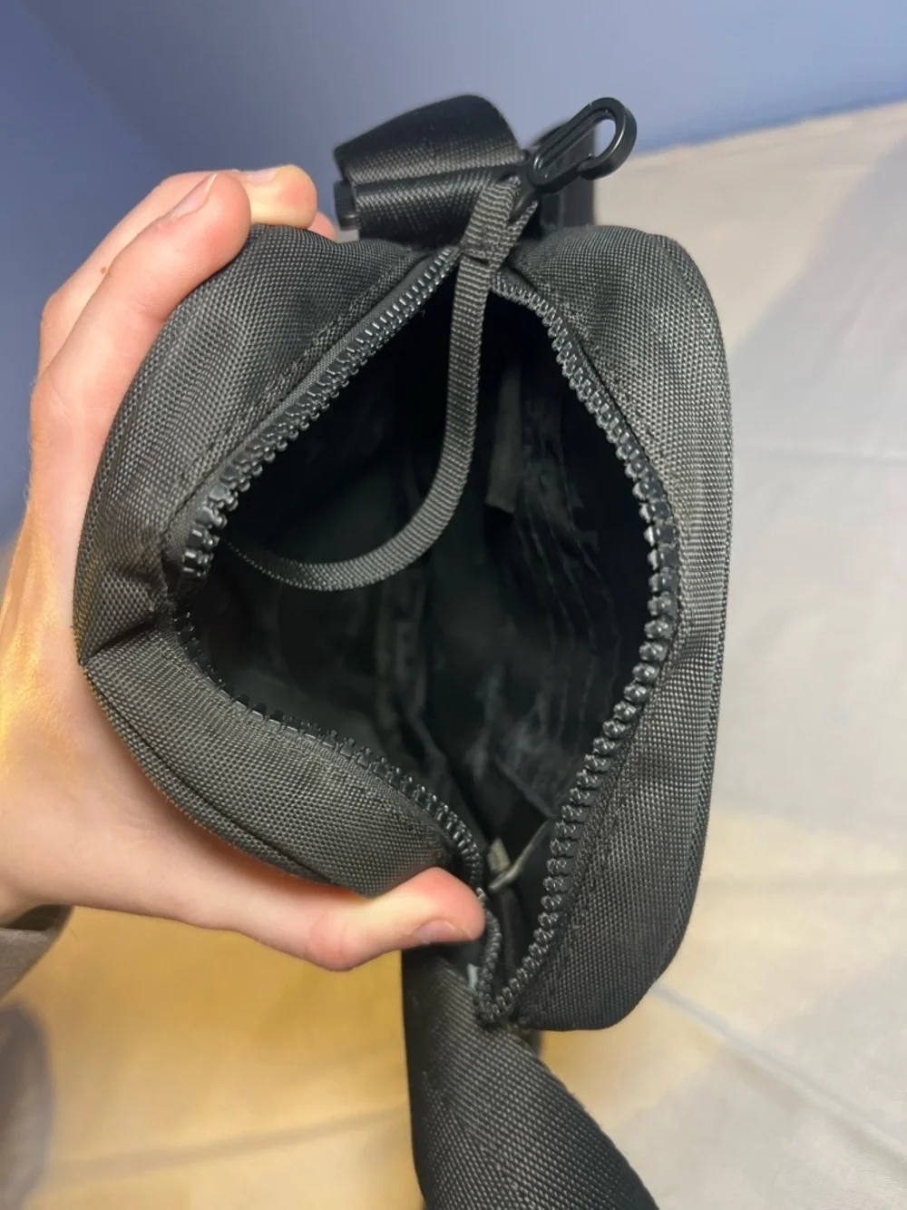 True Religion Unisex Fray Black Crossbody Bag